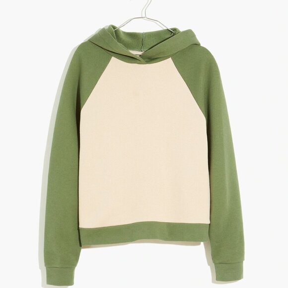 Madewell Betterterry Hoodie Sweatshirt Colorblock Pastel Pink Green Sporty Small - Picture 4 of 12